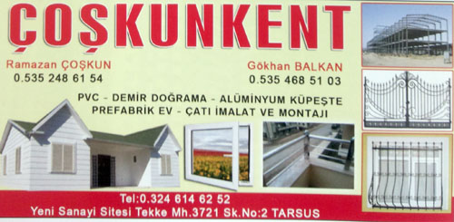 ÇOŞKUNKENT  PVC-Demir Doğrama-Aliminyum Küpeşte-Prefabrik ev - Çatı İmalat ve Montajı