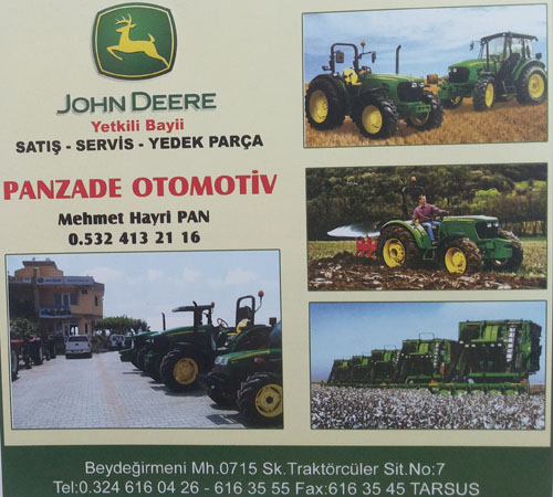 JOHN DEERE yetkili Bayi Satış - Servis - Yedek Parça - PANZADE OTOMOTİV