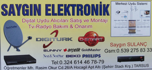 Saygın Elektronik Dijital Uydu Alıcıları Satış ve Montajı Tv-Radyo Bakım & Onarım