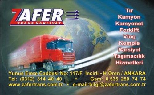 Zafer Trans Nakliyat 0312 314 40 40