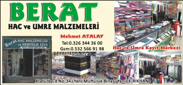 BERAT HAC VE UMRE MALZEMELERİ