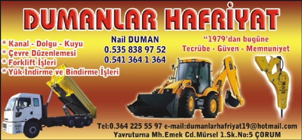 DUMANLAR HAFRİYAT ÇORUM