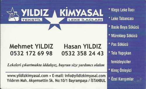 Yıldız Kimyasal Ve Tekstil Leke İlaçları
