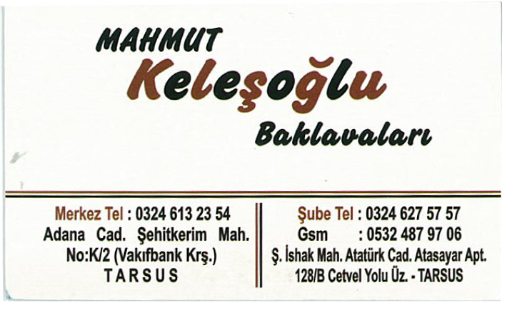 MAHMUT KELEŞOĞLU BAKLAVALARI