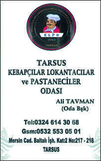 tarsus kebapçılar lokantacılar pastaneciler odası