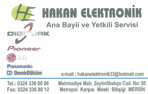 Hakan Elektronik Ana Bayii ve Yetkili Servis